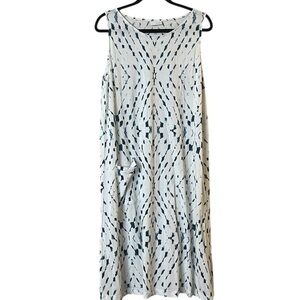 J.Jill Pure Jill Blue & White Shibori Diamond Tie Dye Ecovero Midi Dress